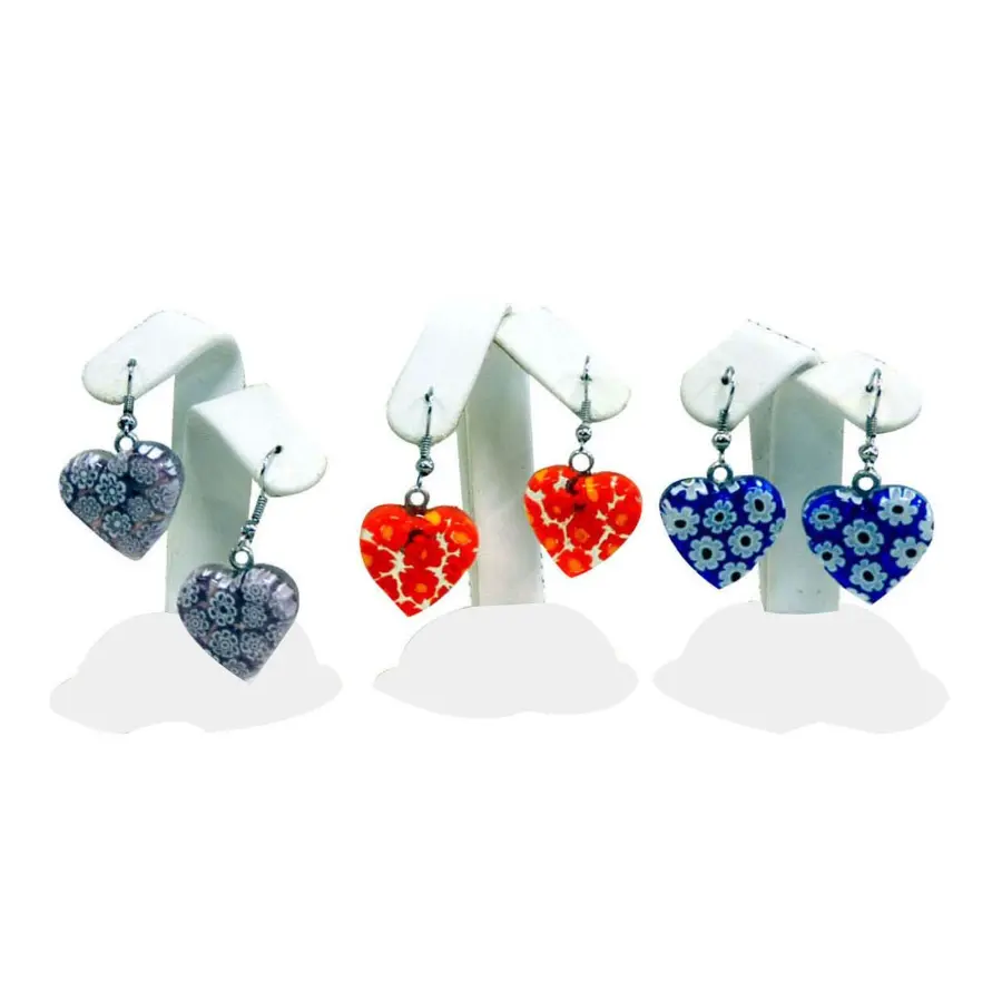 Boucles d'oreilles cœur millefiori