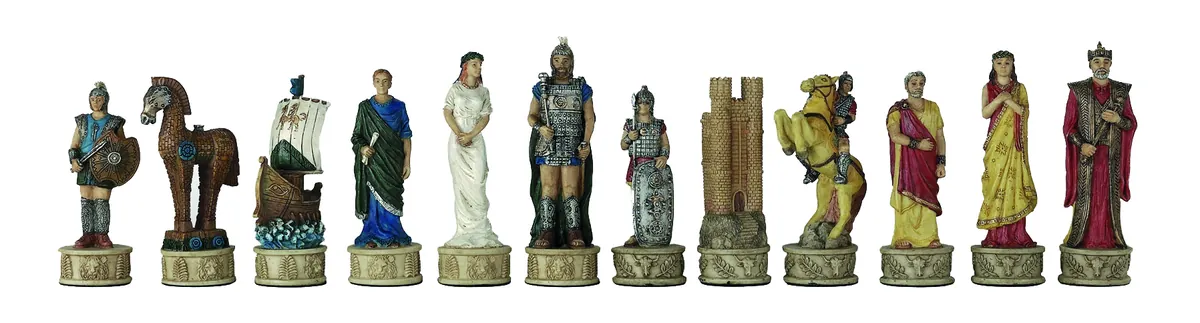 Piezas de ajedrez batalla de Troya