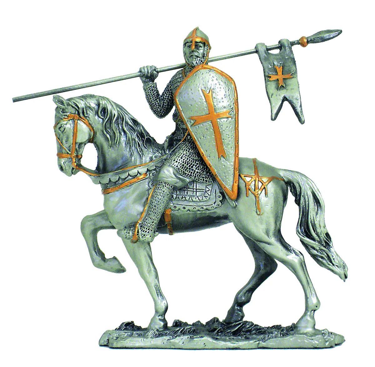 Caballero cruzado de peltre
